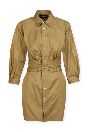 Button Down Mini Dress in Brown DSQUARED2