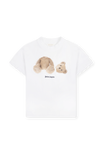 גילאי 4-10 חולצת טי לבנה עם הדפס דובי PALM ANGELS KIDS