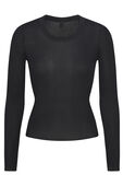 תמונה קידמית של SHEER RIB LONG SLEEVE WIDE CREW