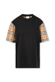 Vintage Check Sleeve Cotton T-shirt in Black BURBERRY