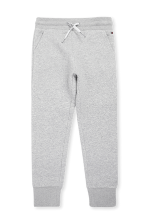 גילאי 4-6 מכנסי טרנינג ארוכים עם לוגו רקום בגוון אפור בהיר TOMMY HILFIGER KIDS
