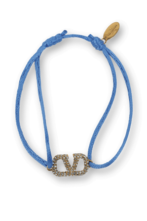 צמיד בד כחול עם לוגו זהב מאבני חן VALENTINO GARAVANI