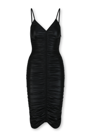 שמלת מידי כיווצים במראה מבריק ובגוון שחור ALEXANDER WANG