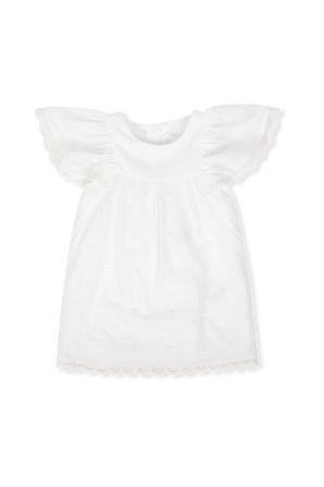 גילאי 1-18 חודשים שמלה בגוון אוף- וויט  עם תחתונים לבנים CHLOE KIDS