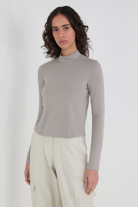 Classic-Fit Cotton-Blend Mock Neck Long-Sleeve Shirt