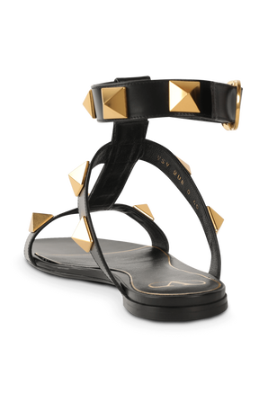 Flat Roman Stud Sandals in Black VALENTINO GARAVANI