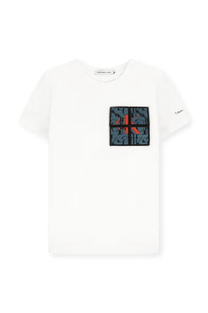 גילאי 4-16 חולצת טי עם לוגו פאץ' מונוגרמי מרובע CALVIN KLEIN