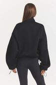 BONDED KNIT OVERSIZED MOCK NECK ZIP UP