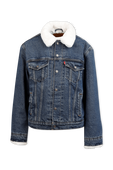 תמונה קידמית של Fur Collar Trucker Denim Jacket