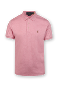 תמונה קידמית של Knit Sleeve 3 Buttons Cotton Polo Shirt in Pink