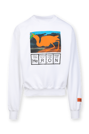 Heron Print Sweatshirt in White HERON PRESTON