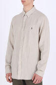 תמונת דוגמן קידמית של Classic Fit Linen Shirt in Beige