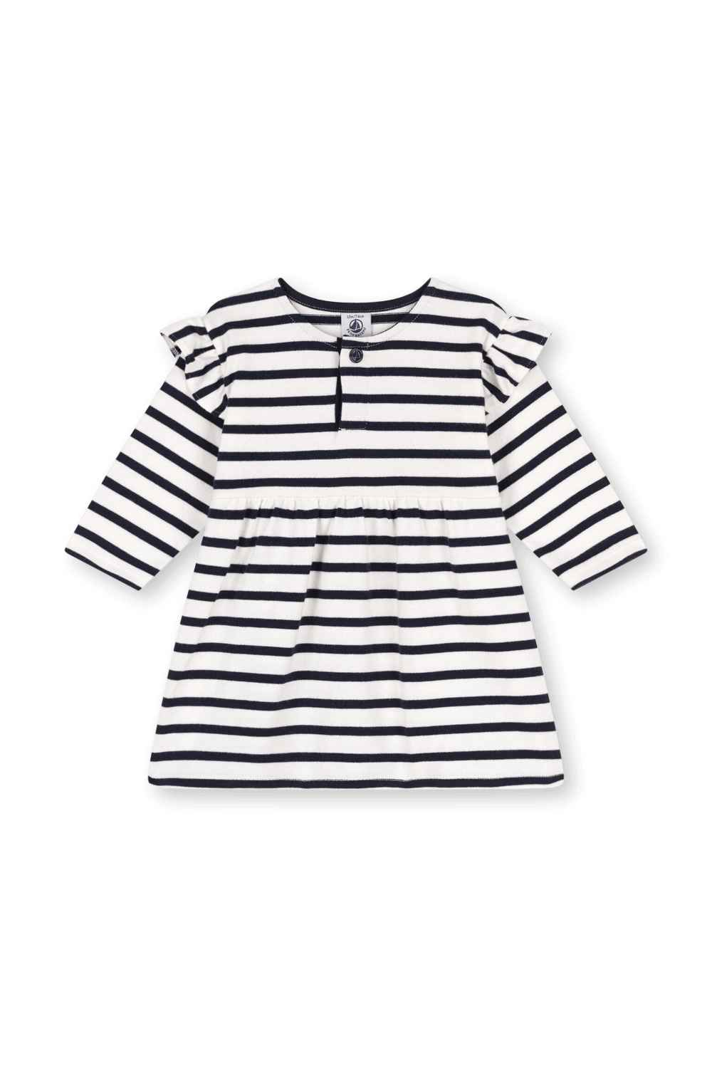 תמונה קידמית של שמלת פסים מכותנת ג'רסי - גילאי 18-36 חודשים