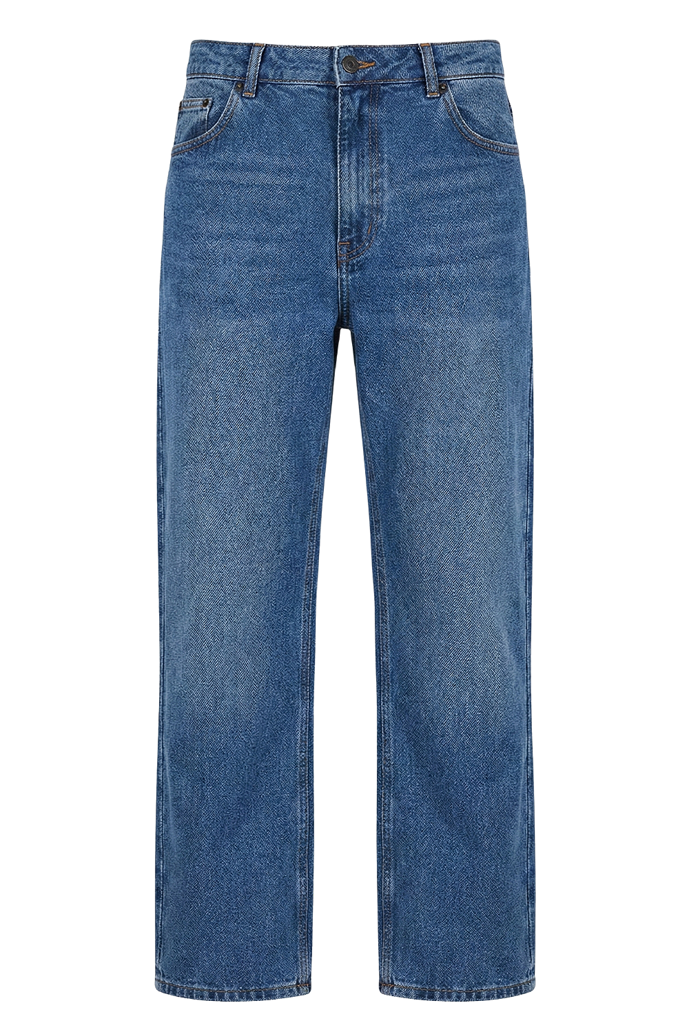 תמונה קידמית של מכנסי ג'ינס בגזרה ישרה