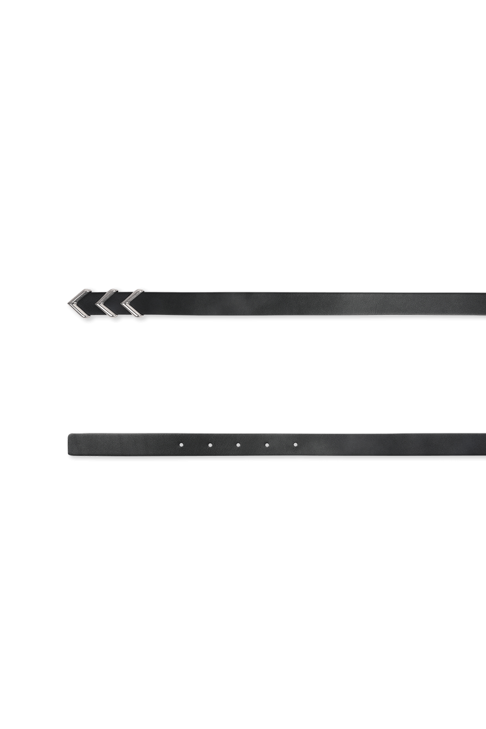 תמונה אחורית של חגורת עור שלושה משולשים בשחור