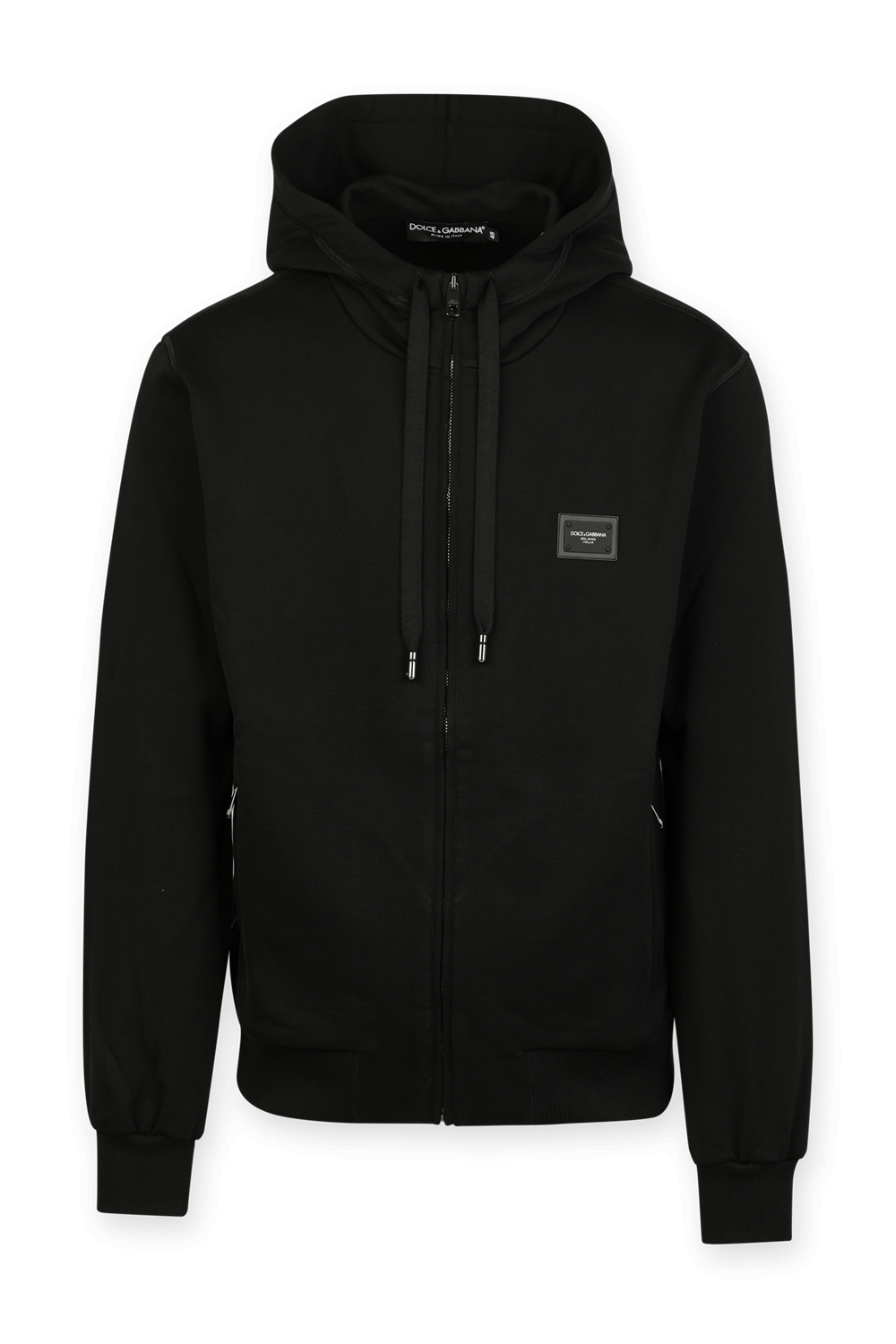 תמונה קידמית של Cotton Zip Up Hoodie in Black