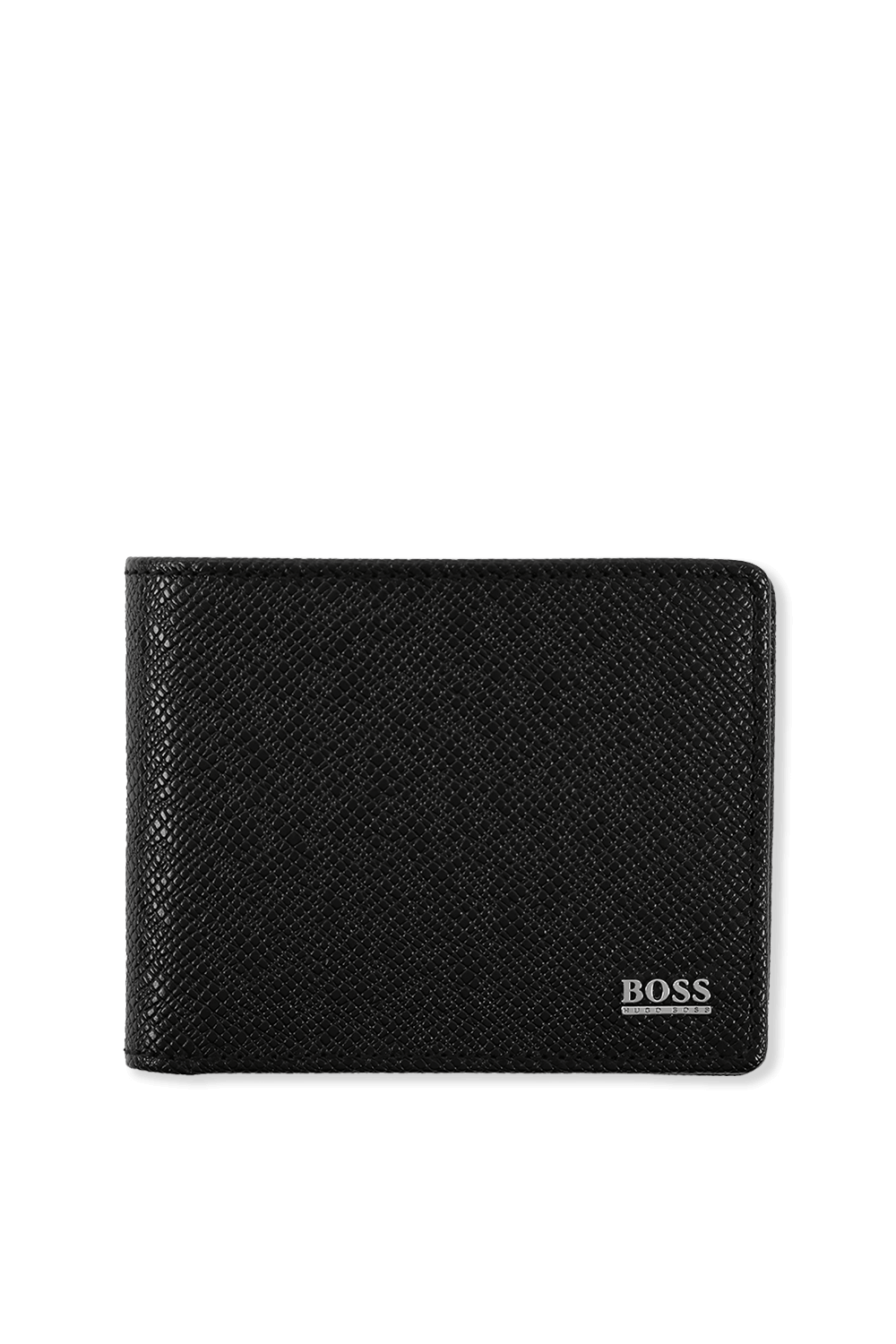 תמונה קידמית של Signature Grainy Leather 6 cc Wallet In Black 