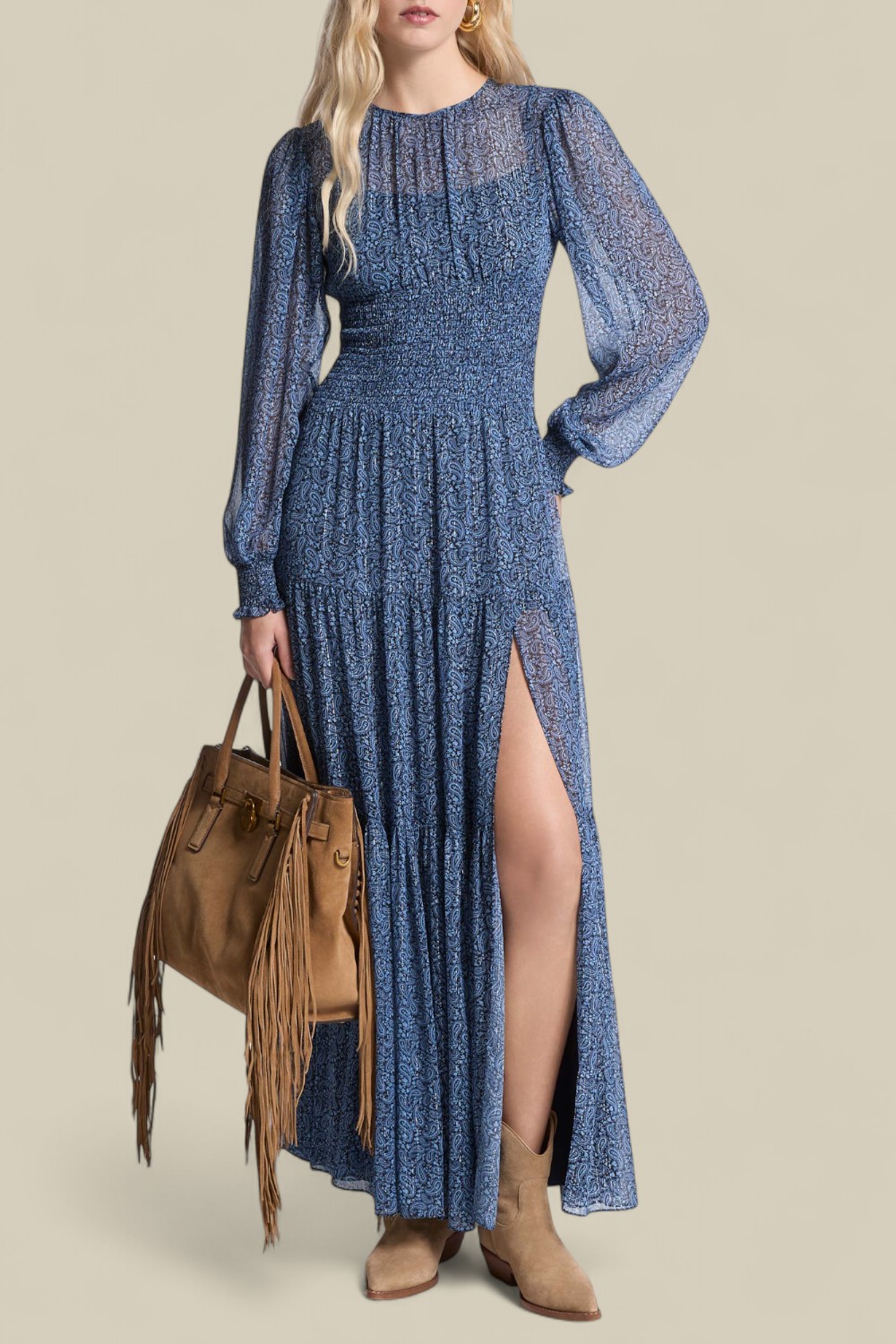 תמונת דוגמן קידמית של שמלת מקסי פרחונית