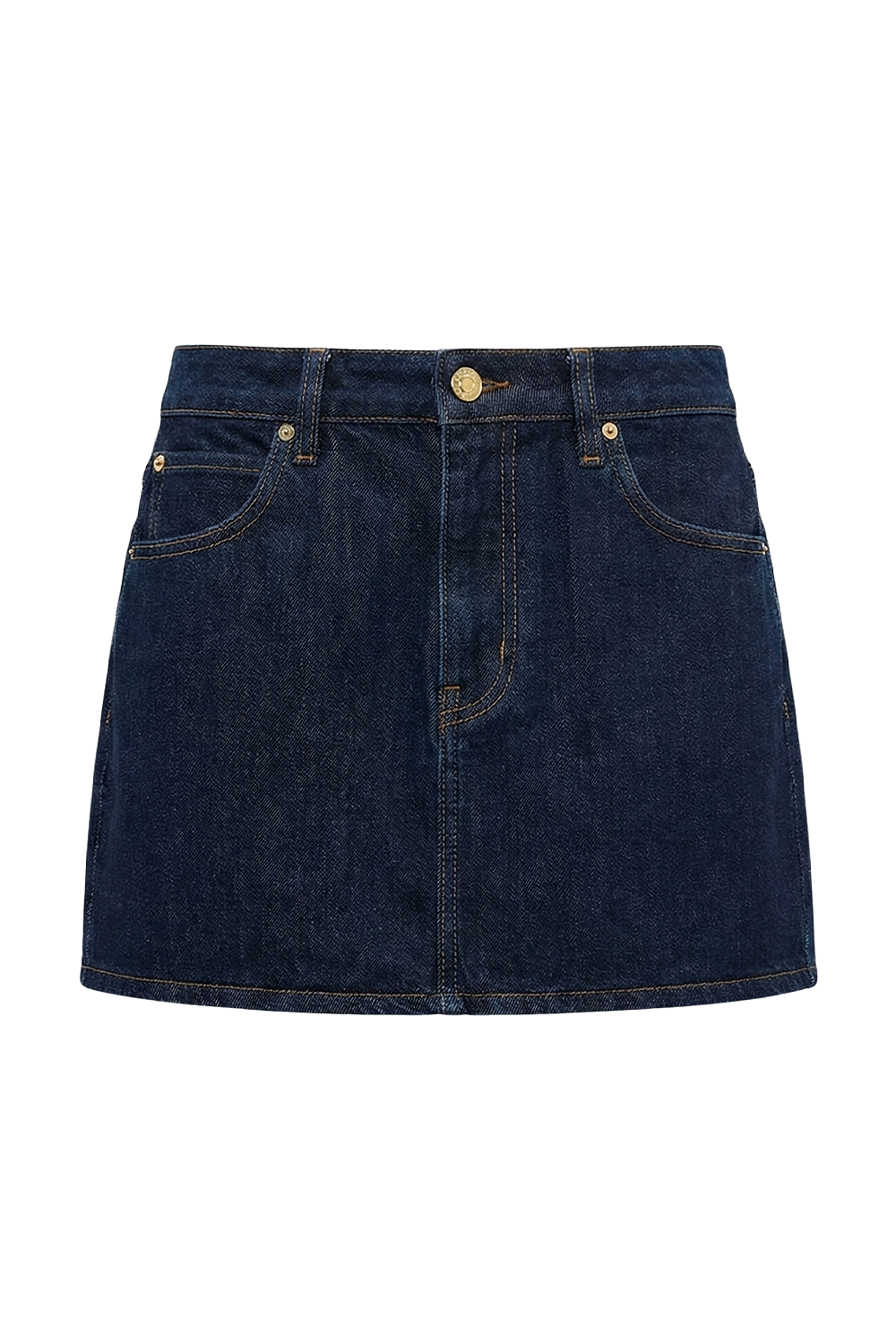 תמונה קידמית של חצאית מיני ג'ינס