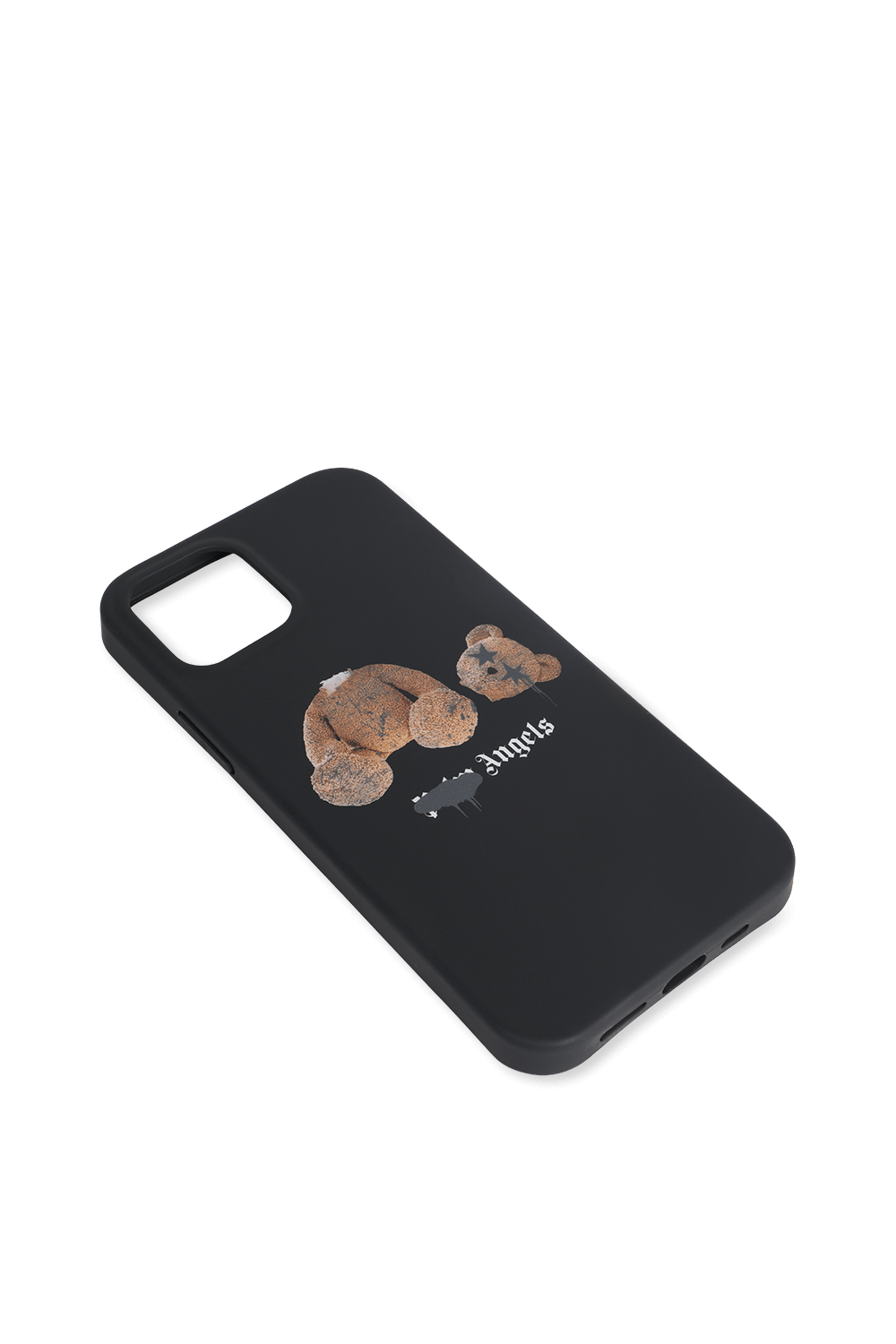 תמונת תקריב של כיסוי לאייפון 12/12 פרו הדפס ממותג טדי בר בגוון שחור