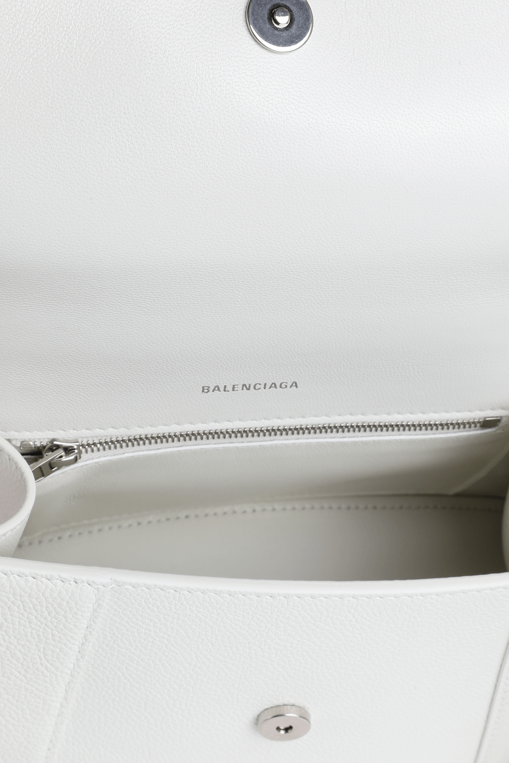 Hourglass Small Top Handle Bag in White Leather BALENCIAGA
