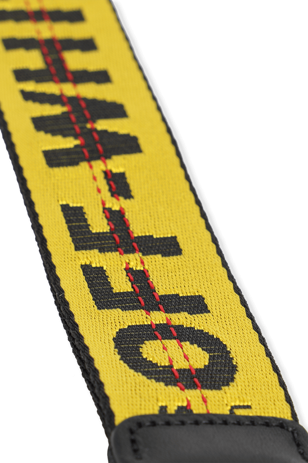 תמונת פנים של מחזיק מפתחות ממותג תעשייתי בגווני צהוב ושחור