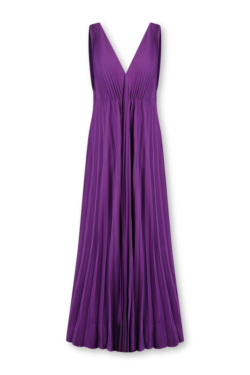 תמונה קידמית של שמלת מקסי ממשי עם מחשוף וי