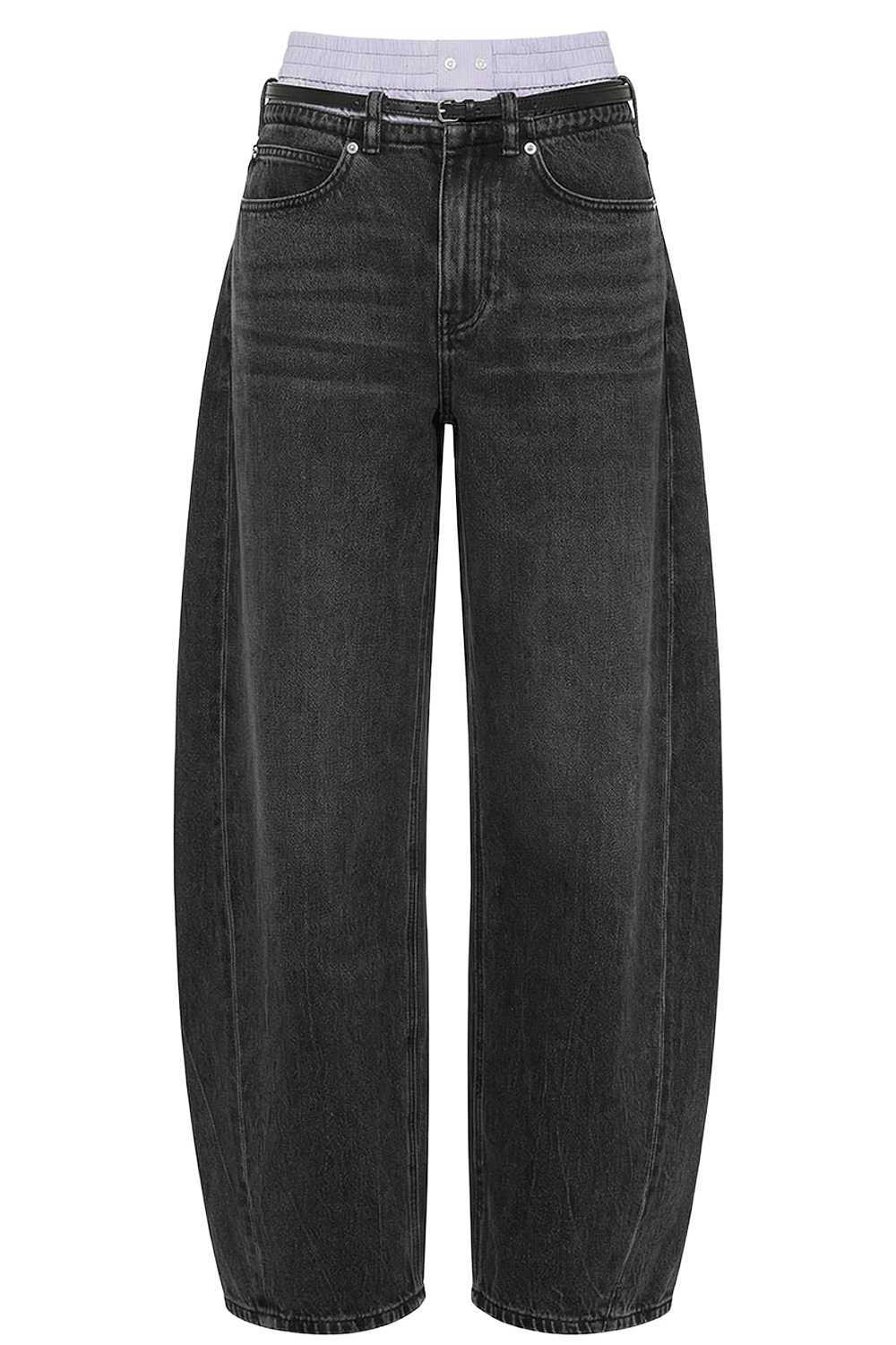 תמונה קידמית של מכנסי ג'ינס בגזרה רחבה