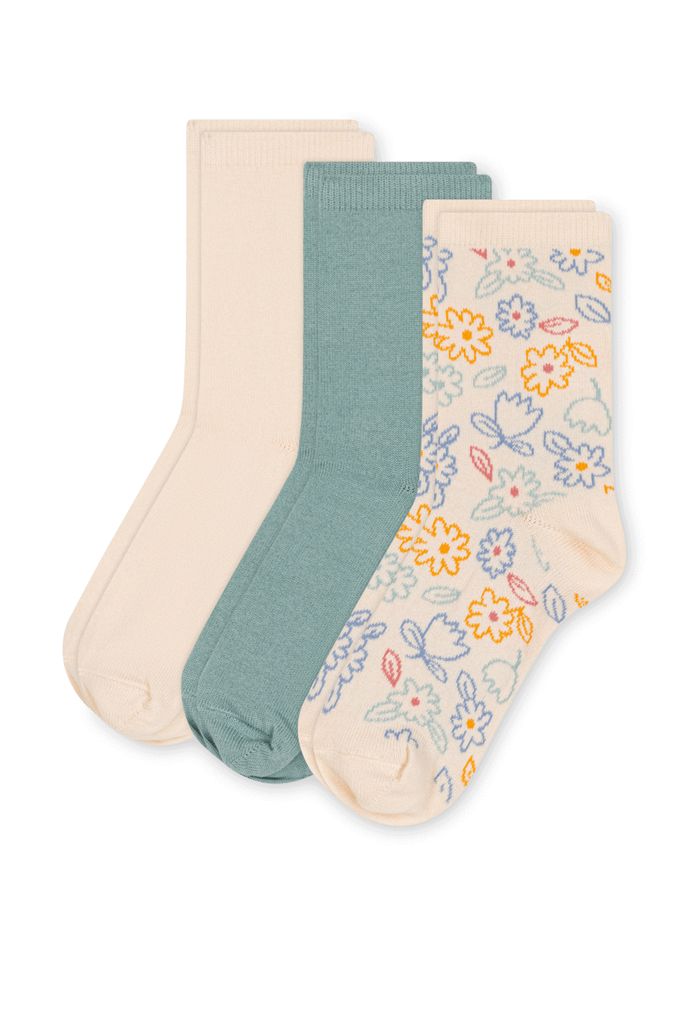 תמונה קידמית של שלוש זוגות גרביים - גילאי 4-14 שנים