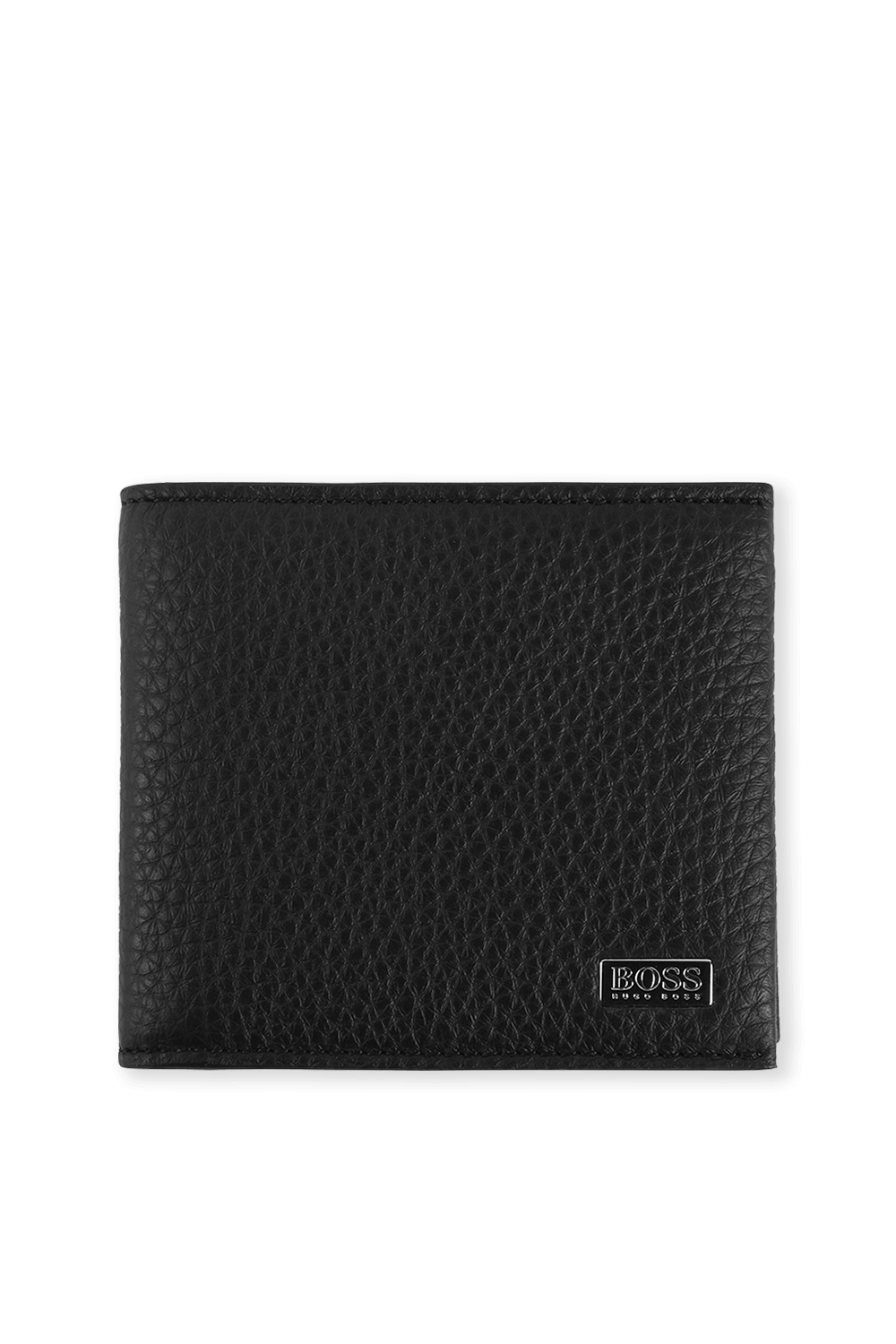 Grained Leather Wallet in Black image number null BOSS