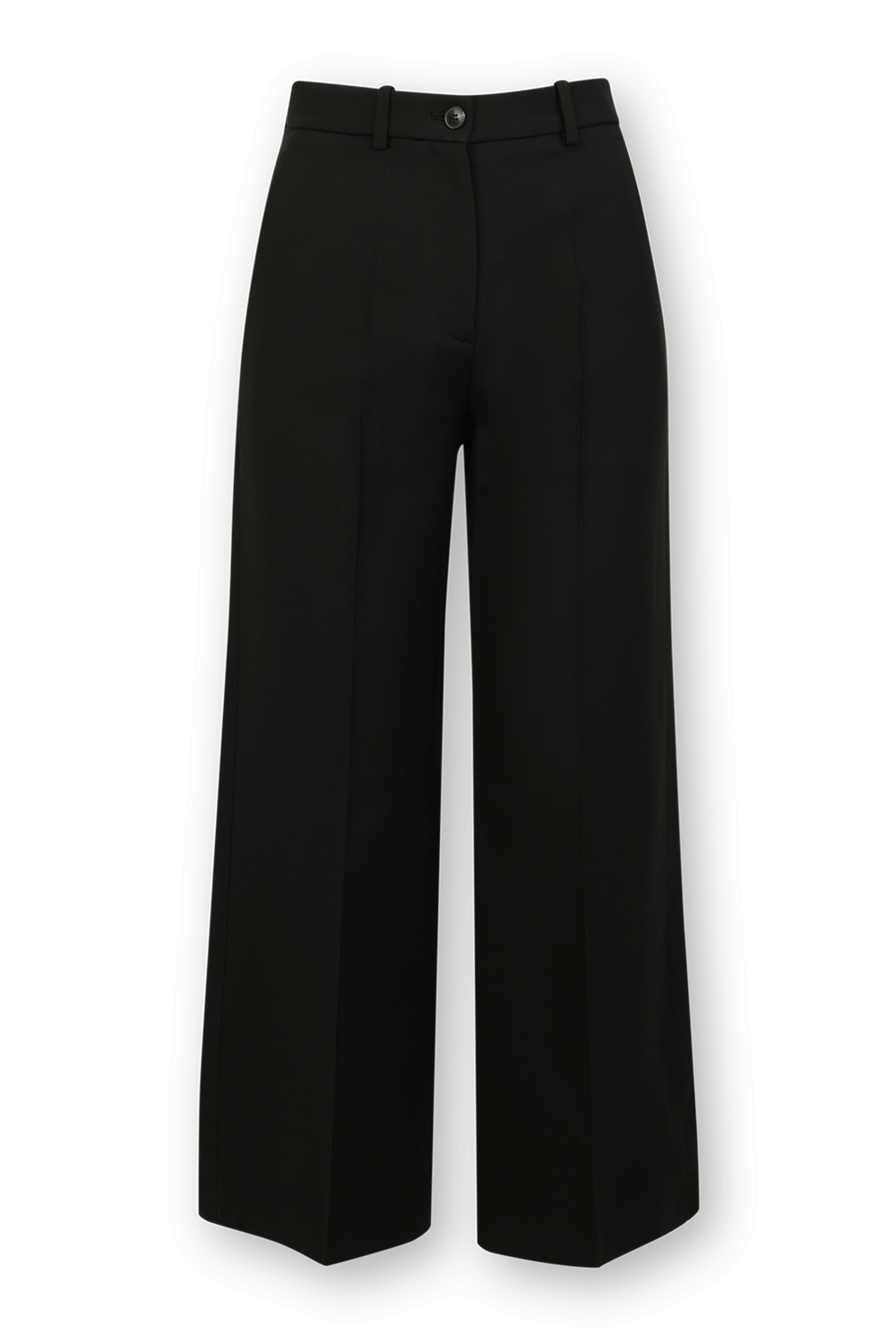 תמונת פנים של מכנסיים שחורים אלגנטיים מתרחבים