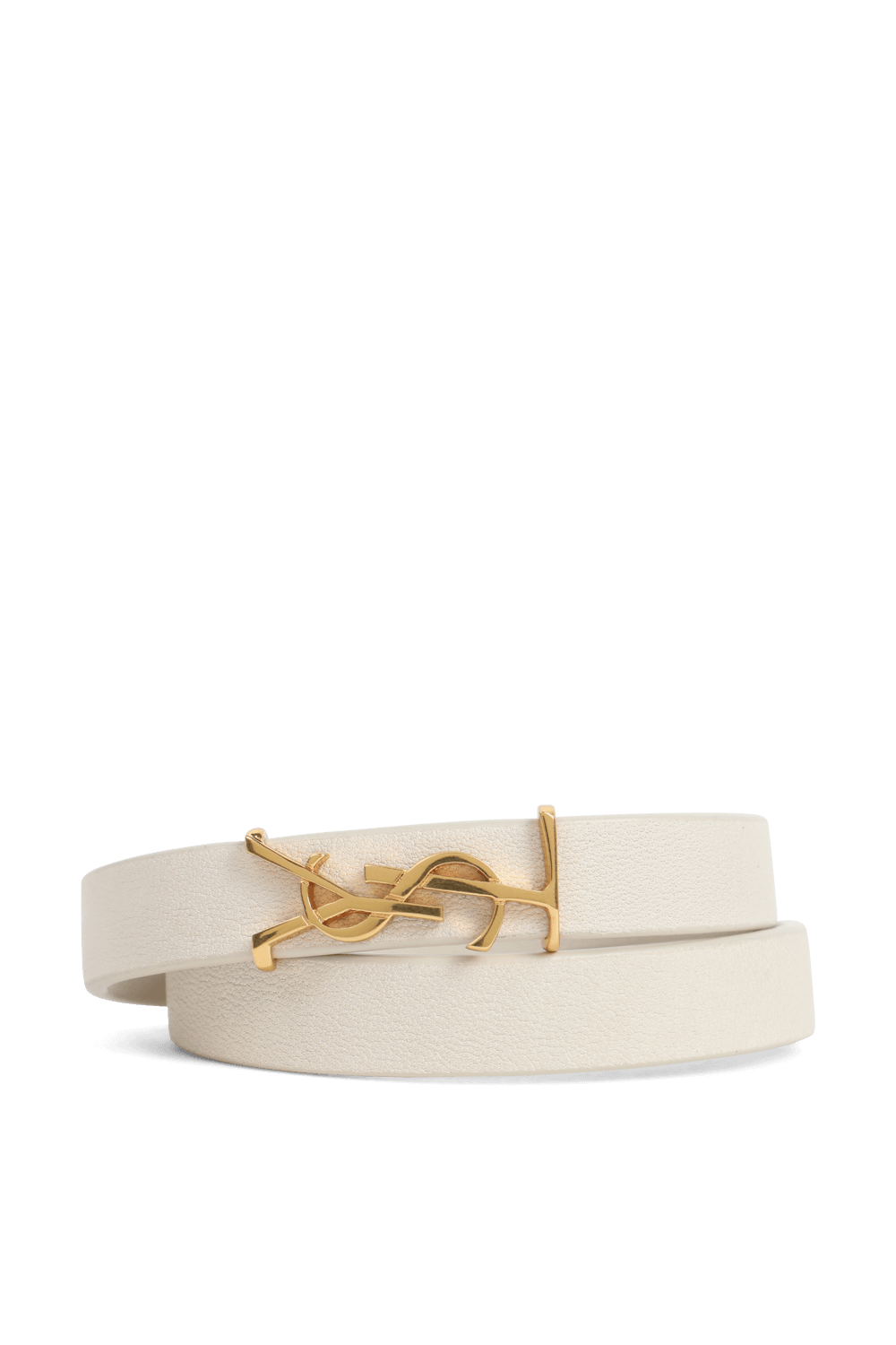 צמיד מונוגרמי מעור בצבע לבן SAINT LAURENT