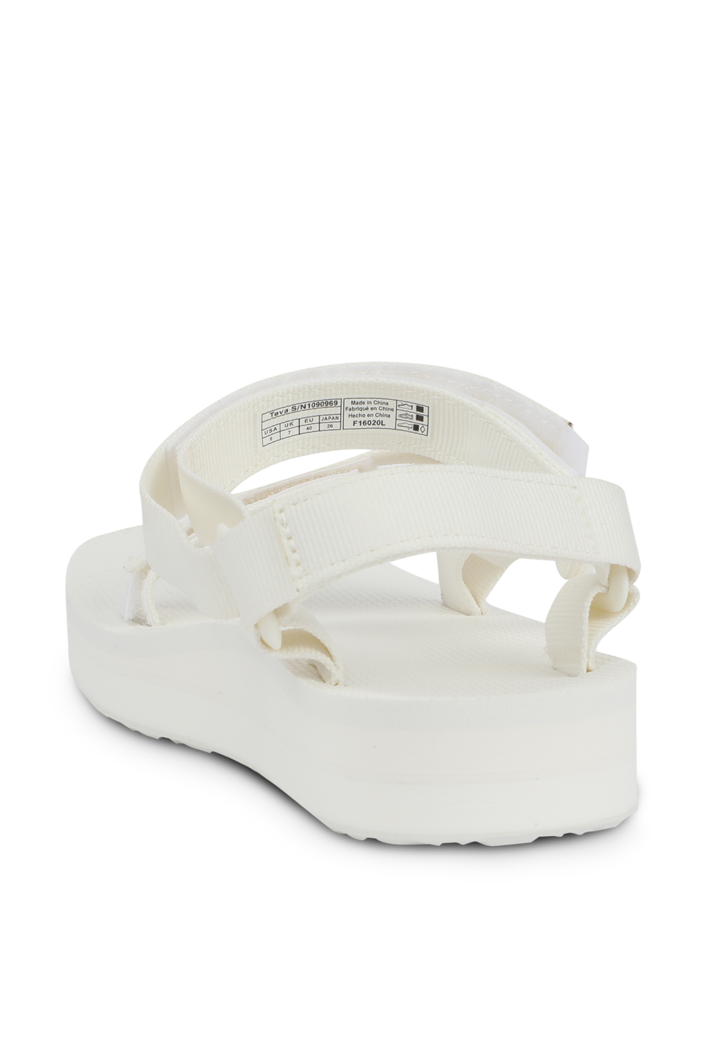 תמונה אחורית של סנדלי מידפורם פלטפורמה לבנים