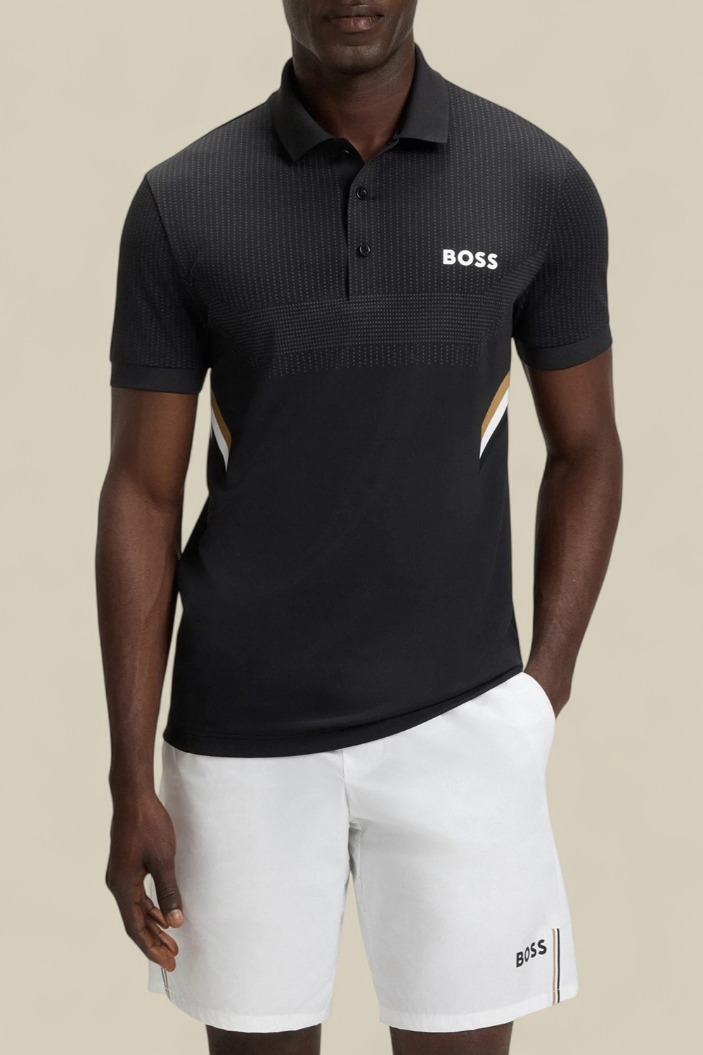 תמונת דוגמן קידמית של חולצת פולו סלים