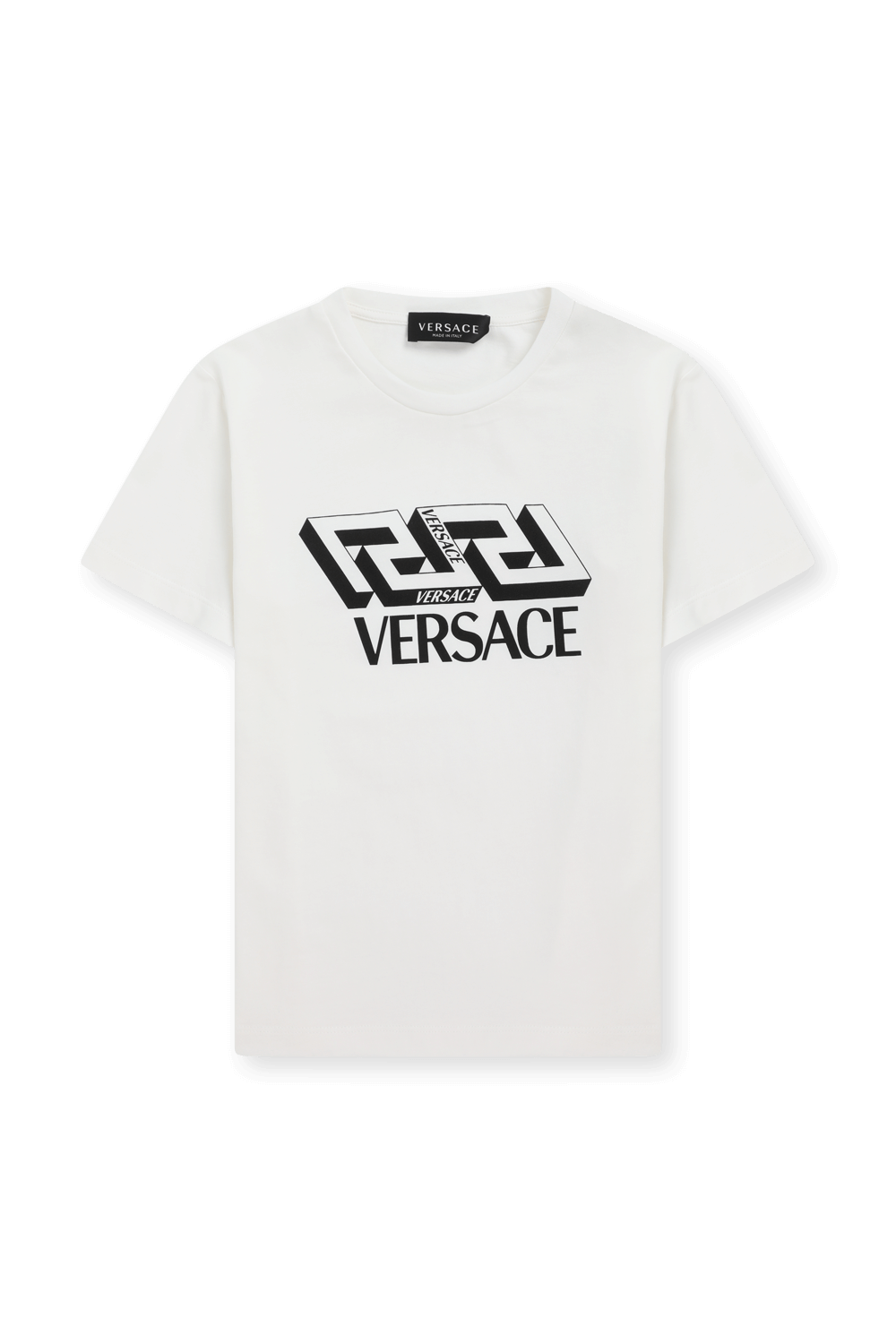 גילאי 8-14 חולצת טי לבנה עם לוגו VERSACE KIDS