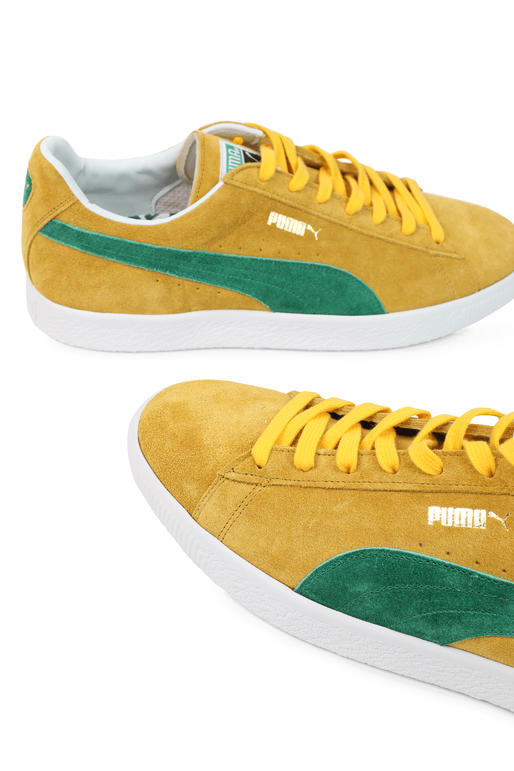 תמונת תקריב של Suede Vintage MIJ Retro Trainers in Mustard