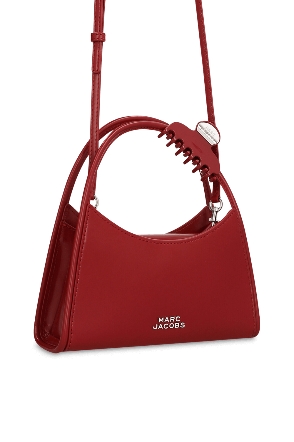 תמונת תקריב של תיק כתף עם קליפס לשיער