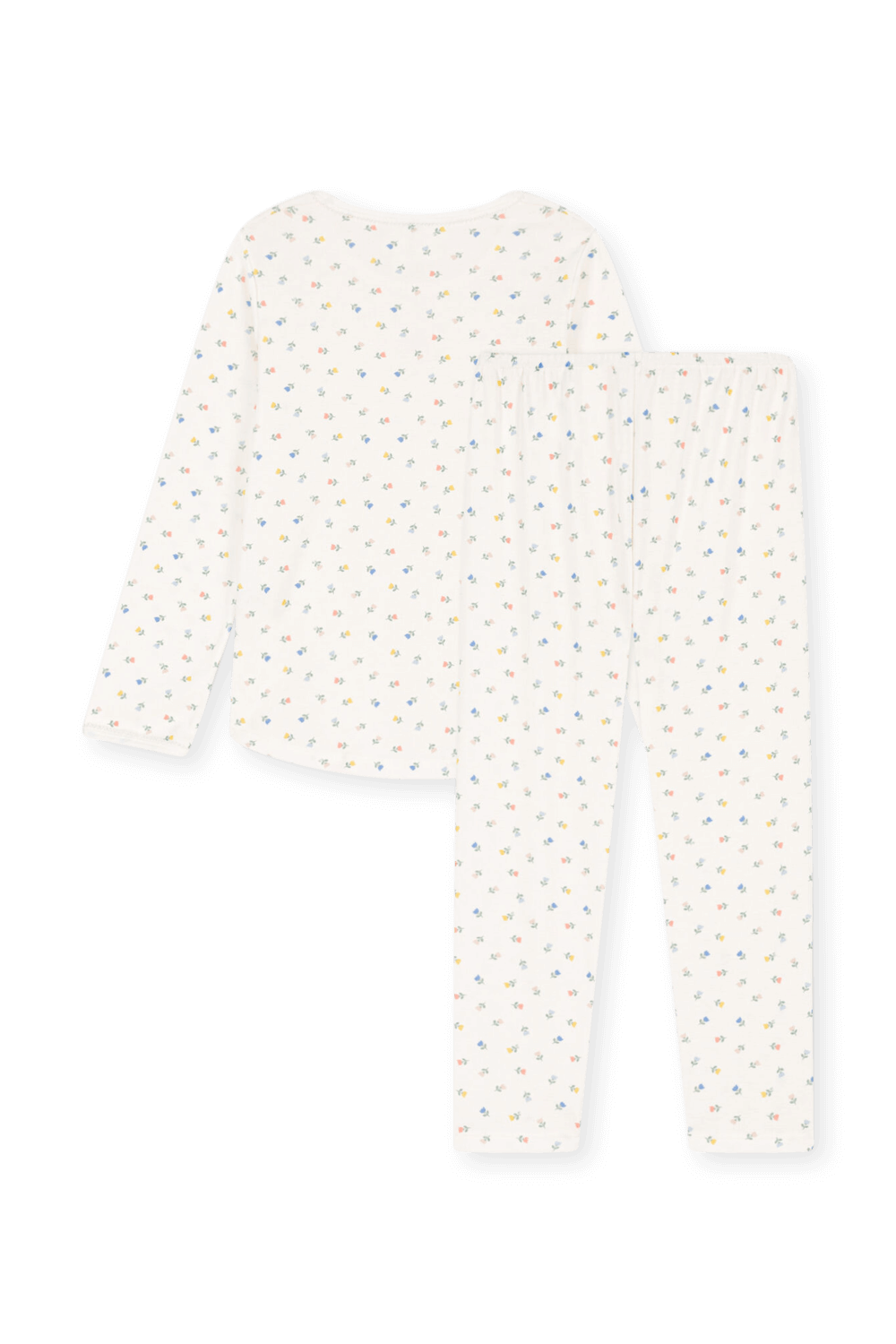 תמונה אחורית של סט פיג'מה ארוך עם הדפס פרחוני - גילאי 6-12