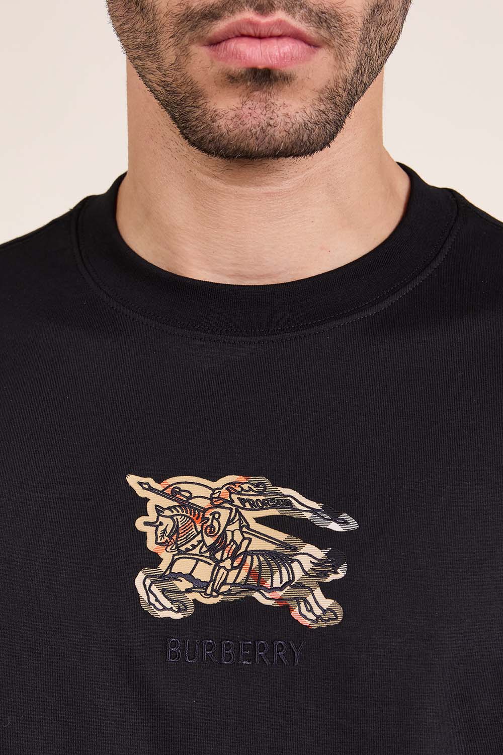 תמונת תקריב דוגמן של חולצת טי סלים פיט