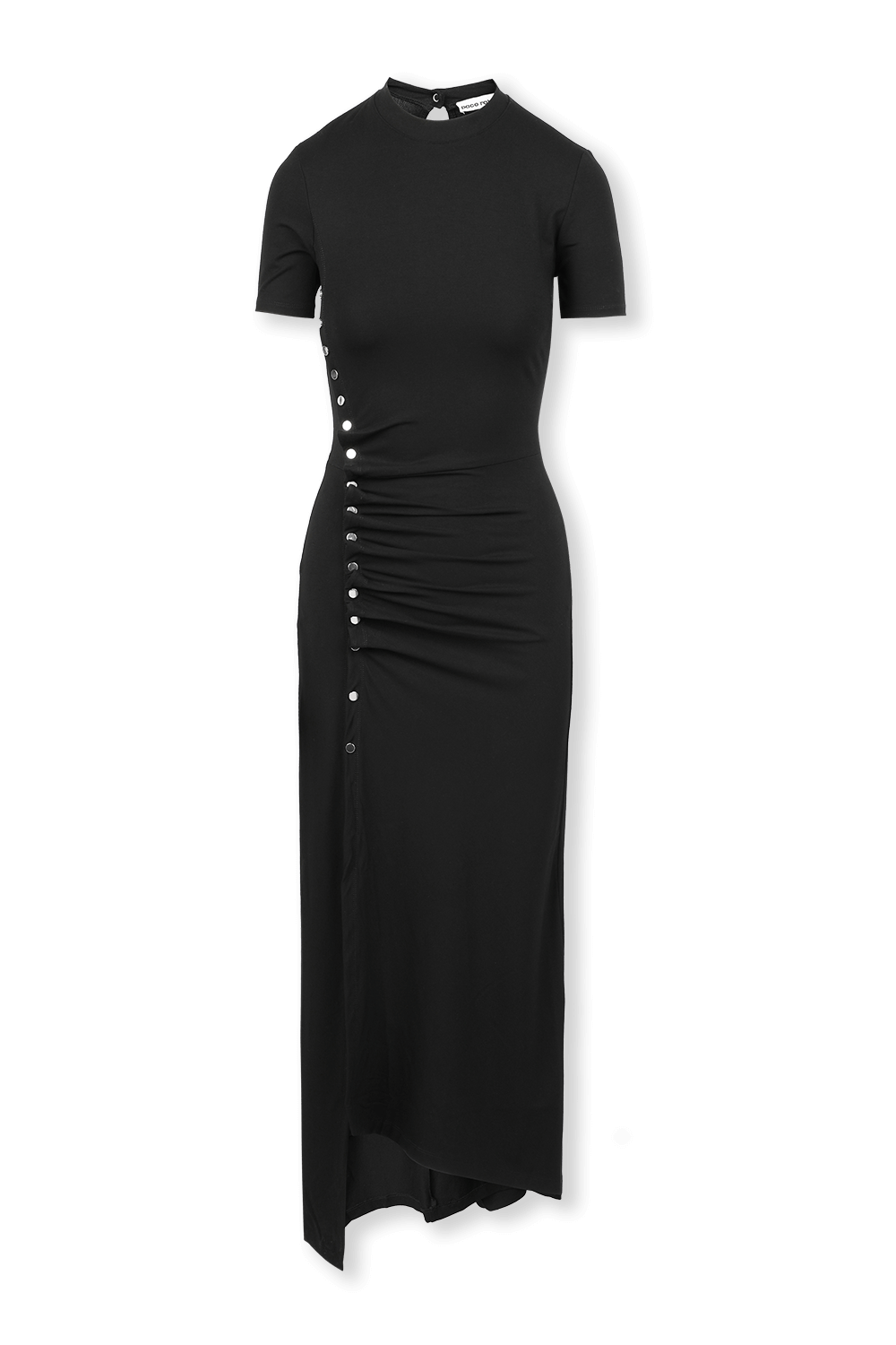 Asymmetric Buttons Midi Dress in Black RABANNE