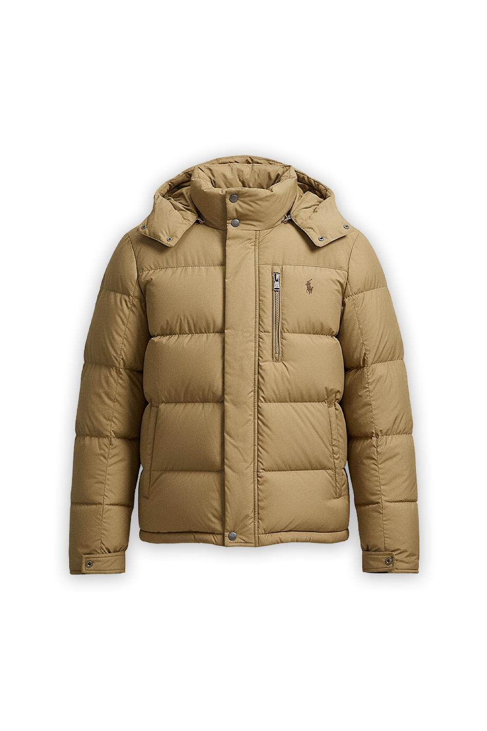 תמונה קידמית של מעיל פוך עם קפוצ'ון נשלף