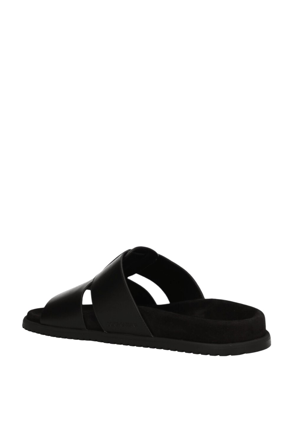 תמונה אחורית של כפכפי סלייד עור