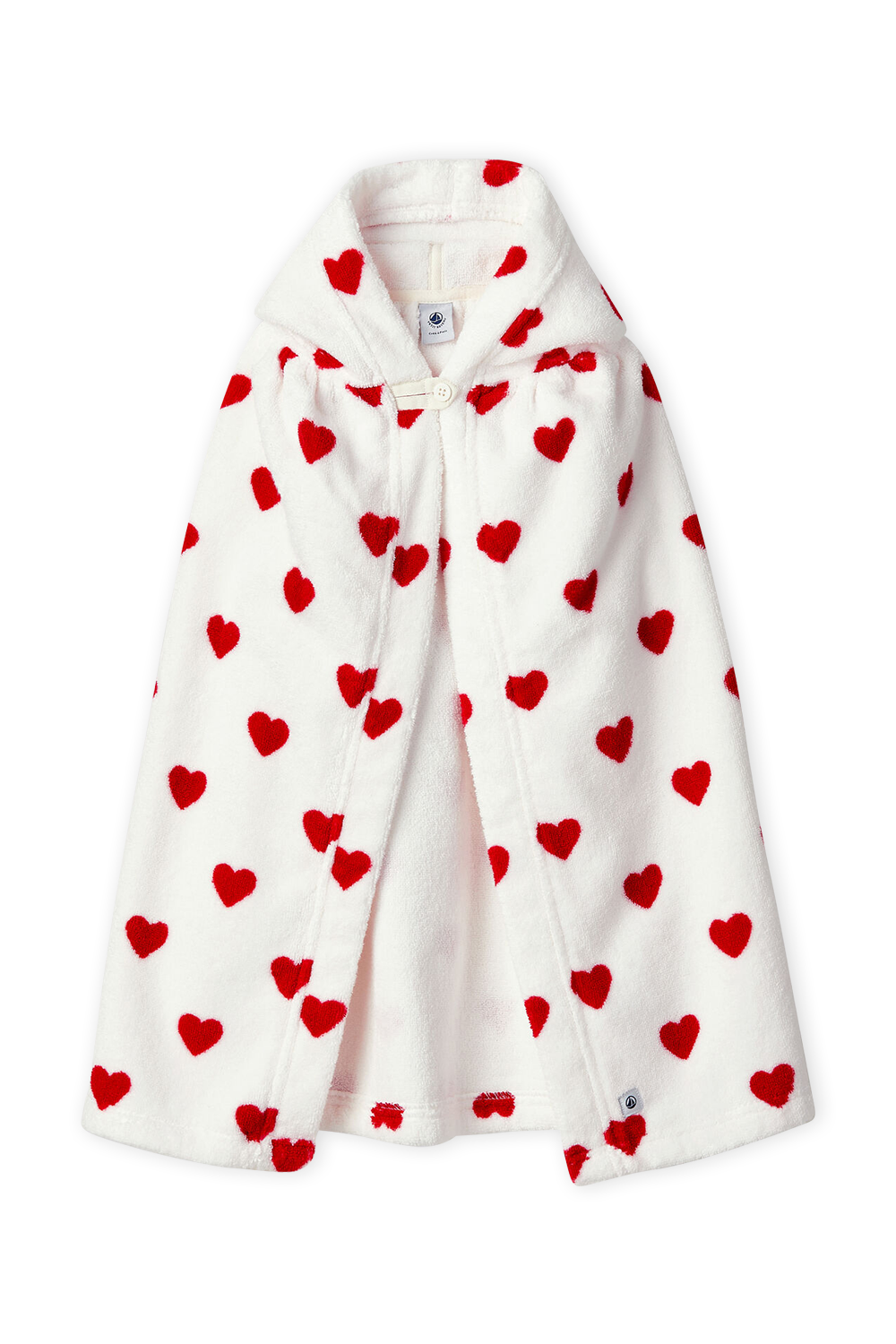 תמונה קידמית של גלימת מגבת עם לבבות