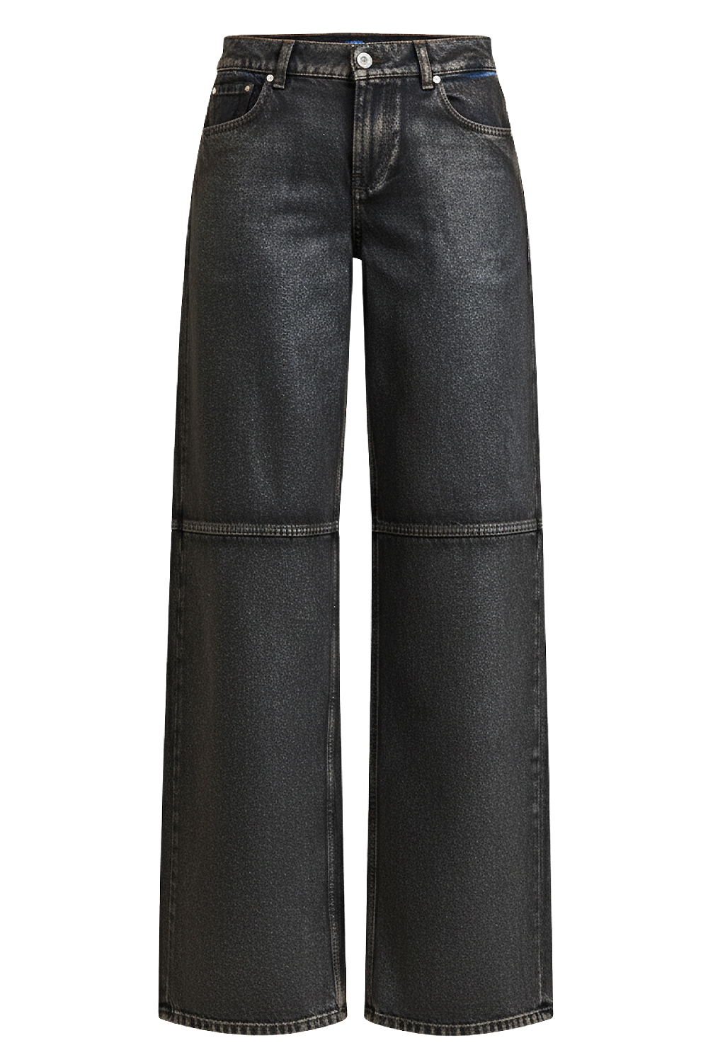 תמונה קידמית של מכנסי ג'ינס בגזרה גבוהה