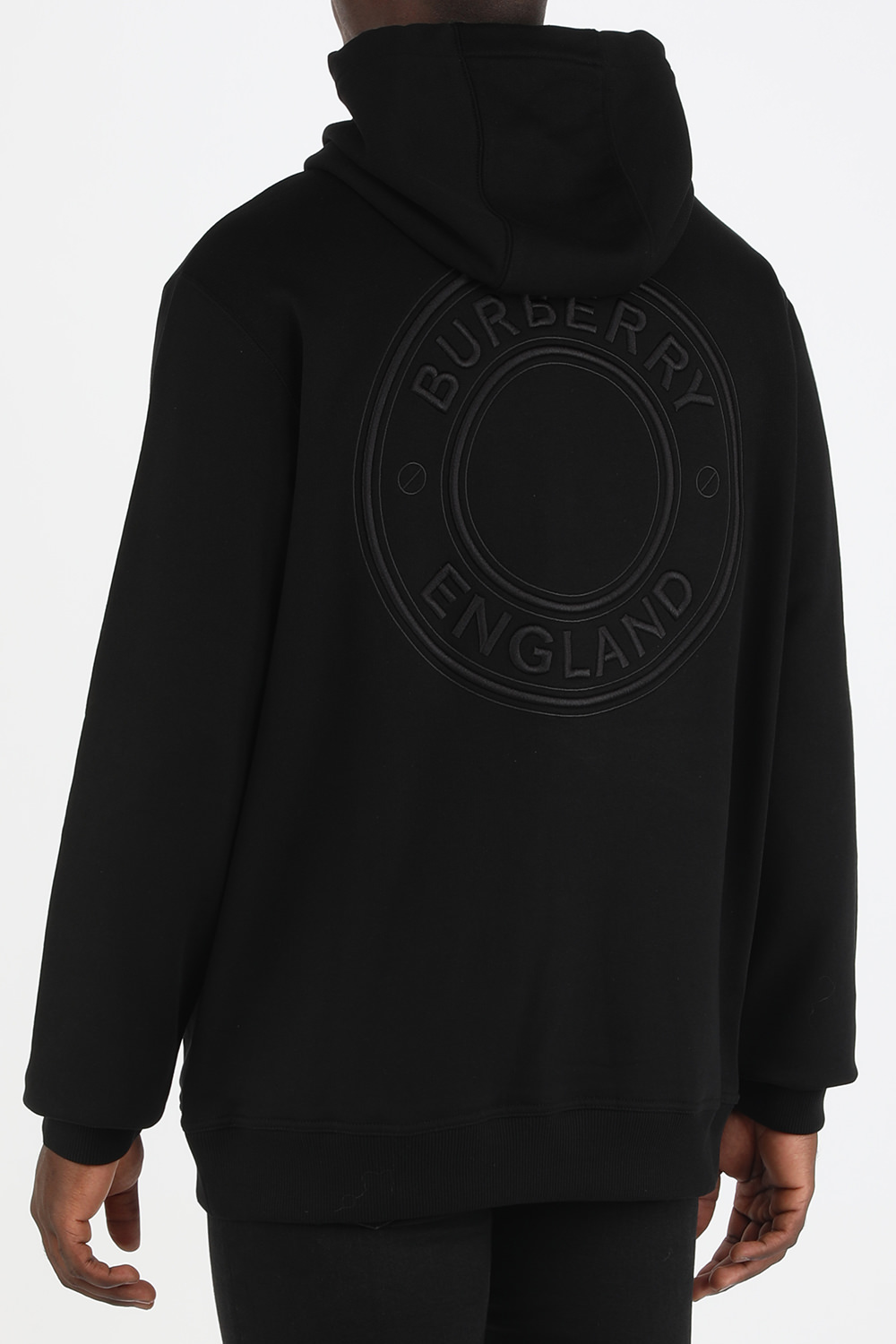 Embroidery Logo Hoodie in Black BURBERRY
