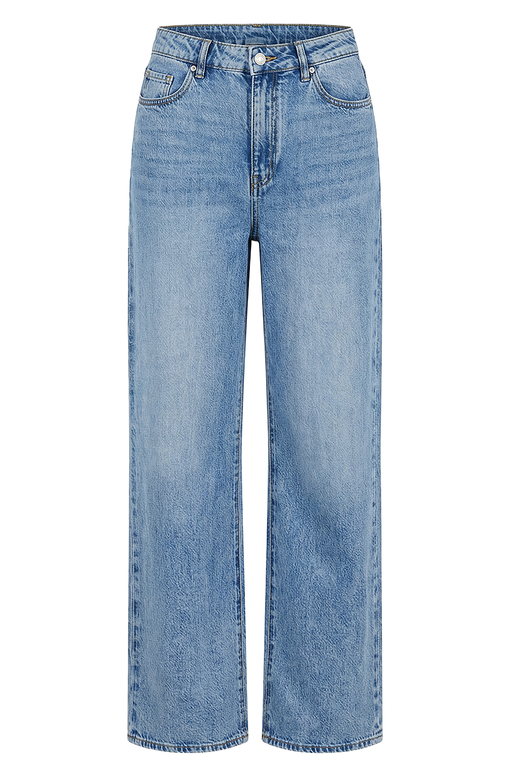 תמונה קידמית של מכנסי ג'ינס בגזרה משוחררת