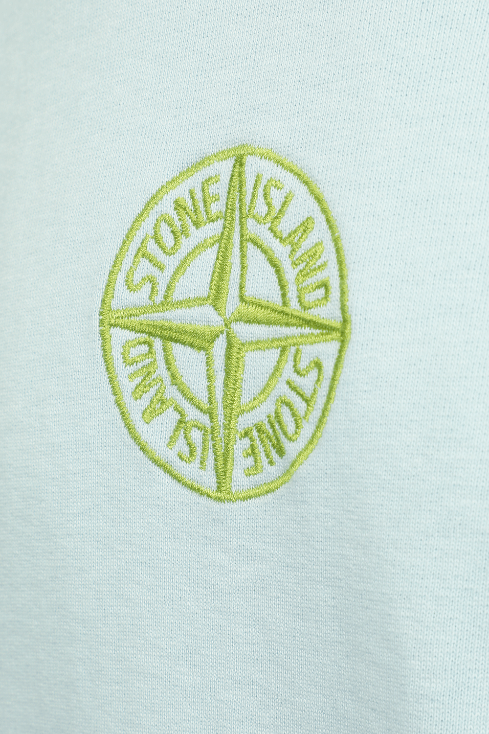 תמונה אחורית של Green Logo Hoodie Sweatshirt in Blue