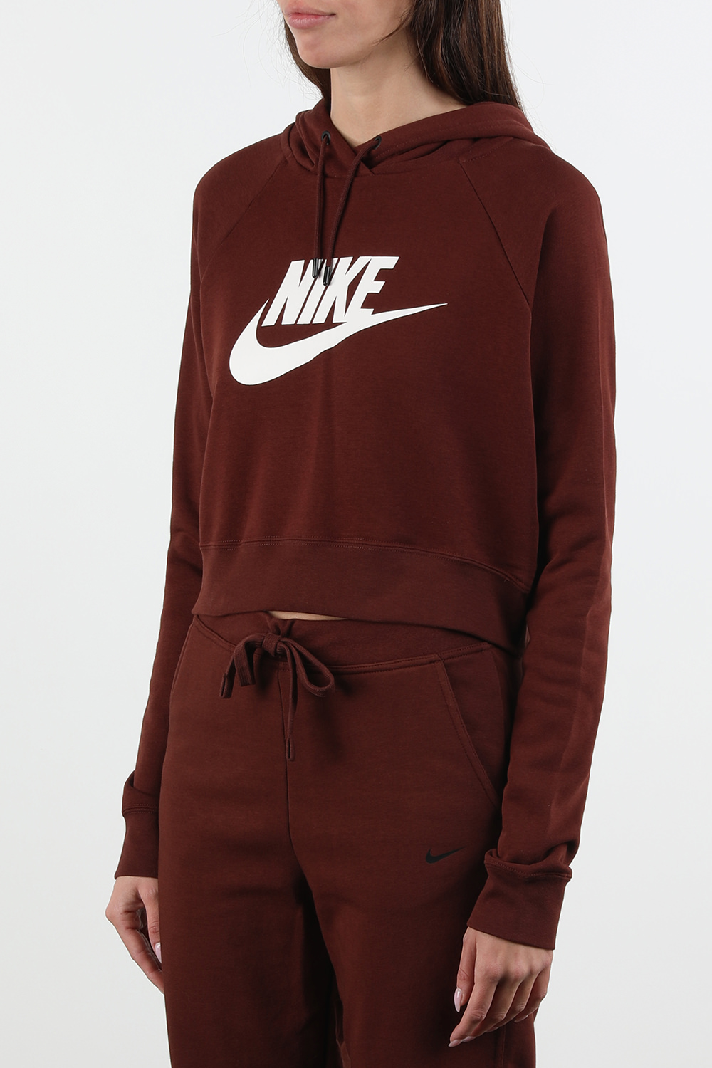 תמונת דוגמן קידמית של סווטשירט קפוצ'ון אסנטיאל בגוון בורדו