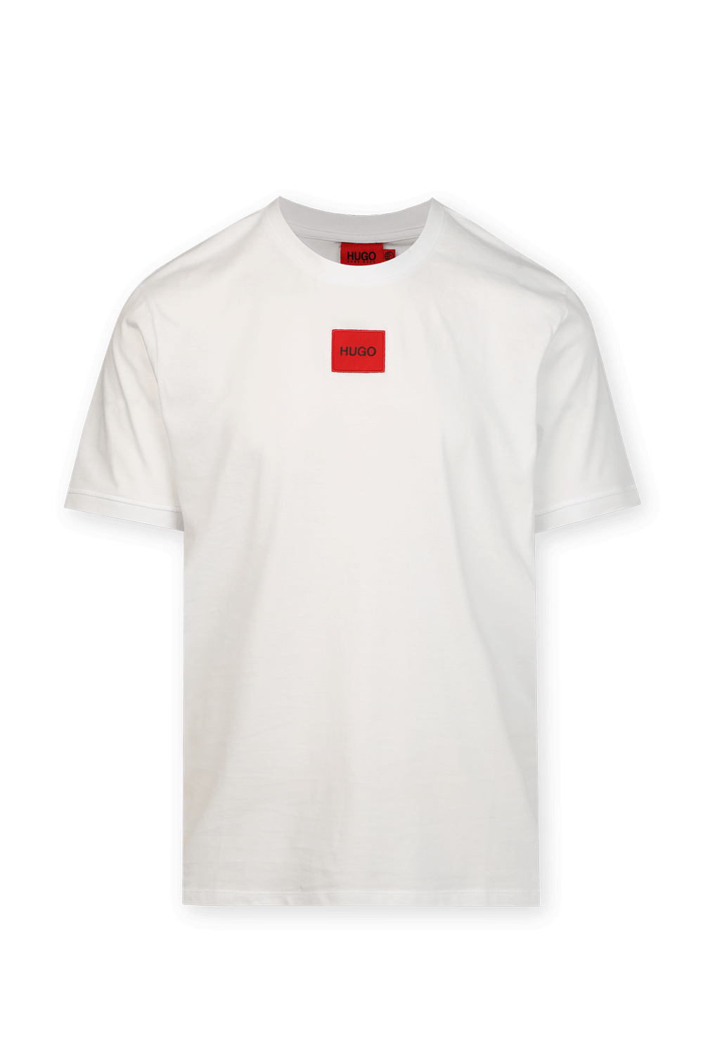 Regular-Fit Cotton White T-Shirt With Red Logo Label HUGO