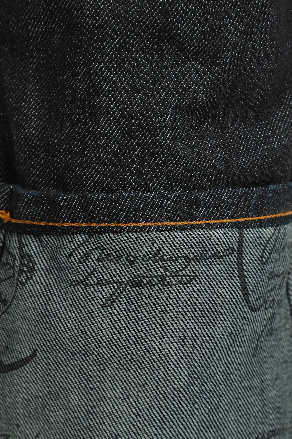 תמונת תקריב של Scritto Straight Denim Trousers in Dark Indigo